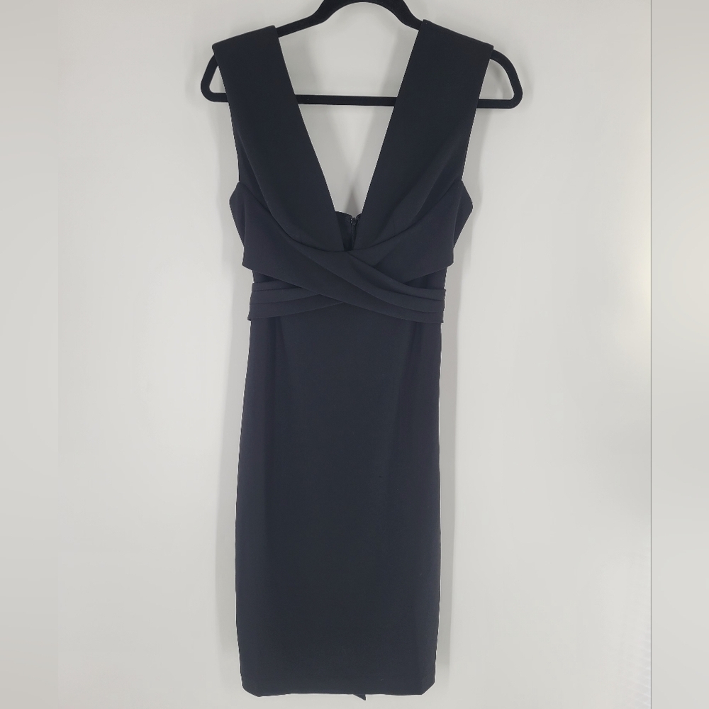 Vera Wang Black Sleeveless Mini Criss Cross Front  Dress Size 8 New